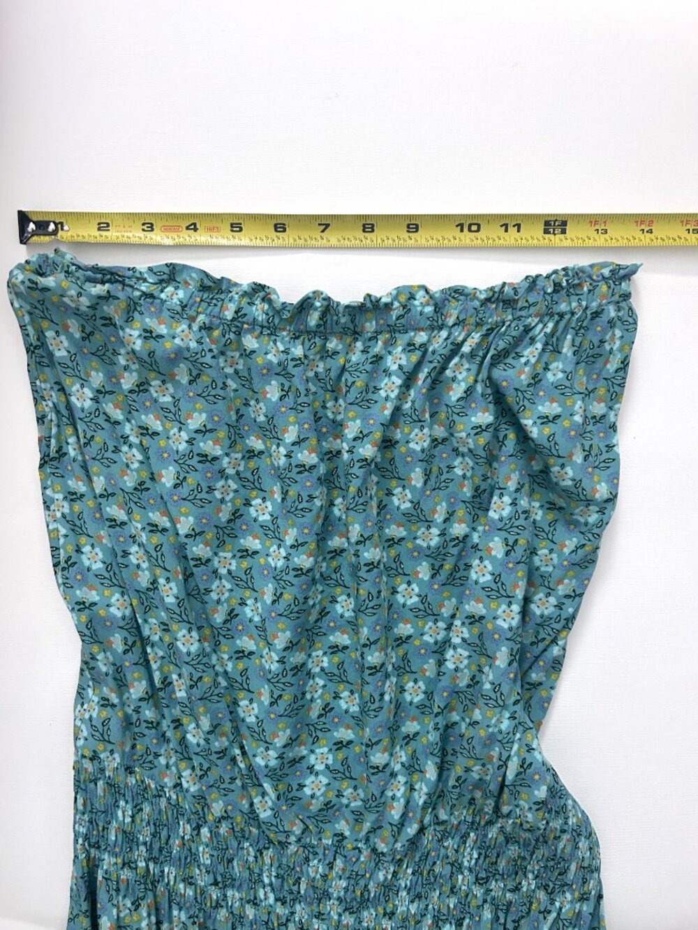 Natural Life Strapless Boho Mini Dress Floral Elastic Waist Beachy Pom Pom S/M - Picture 3 of 8